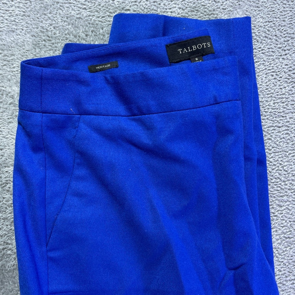 Talbots Heritage Blue Wool Blend Dress‎ Women's Pants Career Trousers Size 8